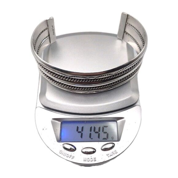 Native American 3/4" Navajo Sterling Silver Bracelet Cuff TAHE 41g Size 6.5-6.75 - Picture 14 of 15